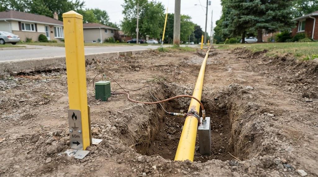 Protection cathodique et signalisation d'un réseau distribution gaz enterré