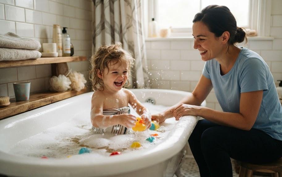 Un enfant dans une baignoire