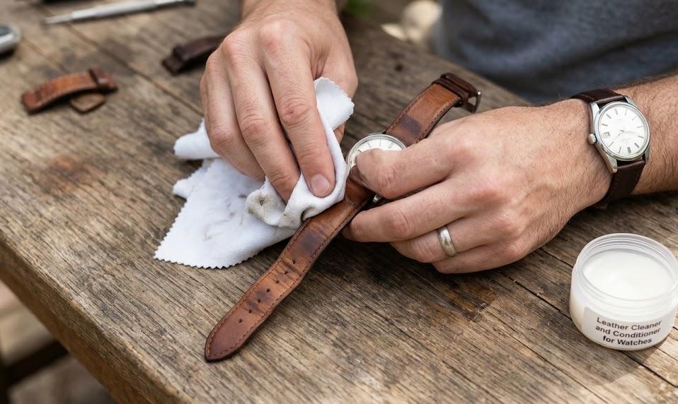 Nettoyer un bracelet cuir marqué par la transpiration