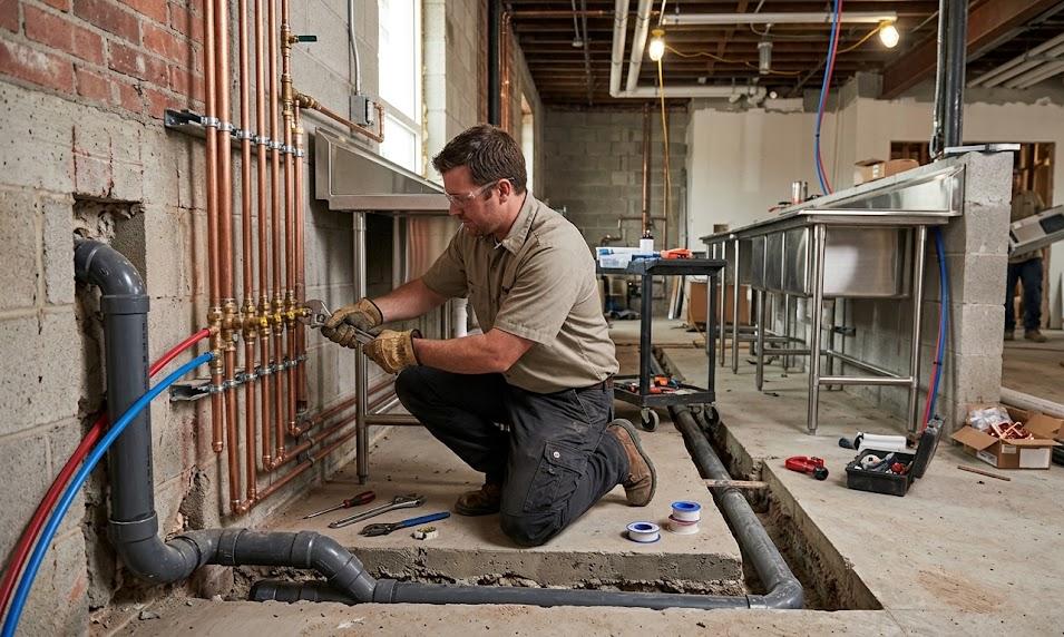 Installation de réseaux d’eau et évacuations pour cuisine professionnelle