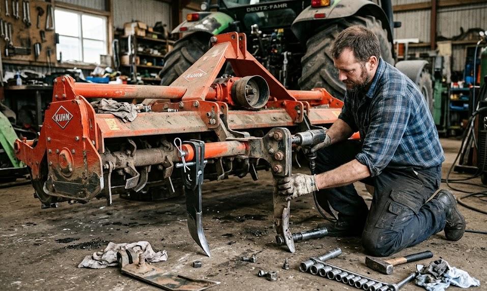 Changer les dents de la herse rotative