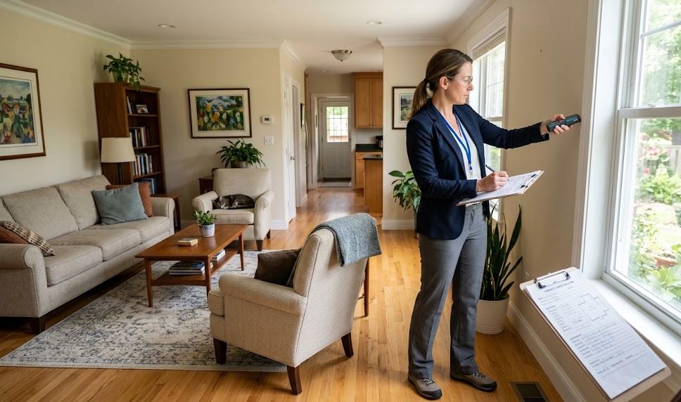 Inspection physique d'un expert immobilier 