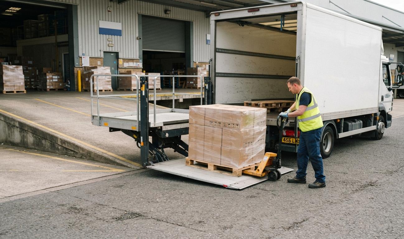 Ramassage de palettes en messagerie utilisant un camion avec hayon obligatoire